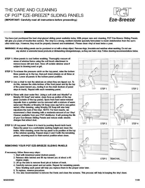 EZE-Breeze cleaning and care sheet